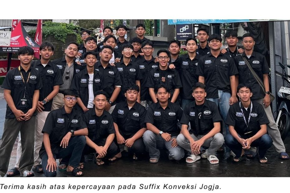 Tren seragam kantor 2026, kemeja PDL hybrid-formal, warna earth tone tech blue, aksen lokal modern, Suffix Konveksi Jogja