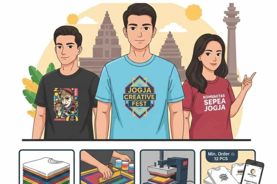 Proses pengerjaan sablon manual menggunakan teknik Sablon Plastisol Jogja pada Kaos Cotton Combed 30s warna hitam, hasil produksi Konveksi Kaos Sablon Jogja yang rapi dan presisi
