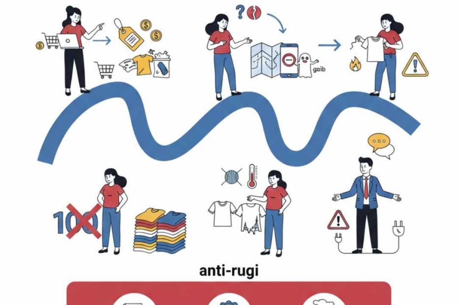 Ilustrasi jebakan konveksi online, risiko rugi ratusan juta, solusi konveksi terpercaya garansi 100% jogja, verifikasi kualitas seragam.