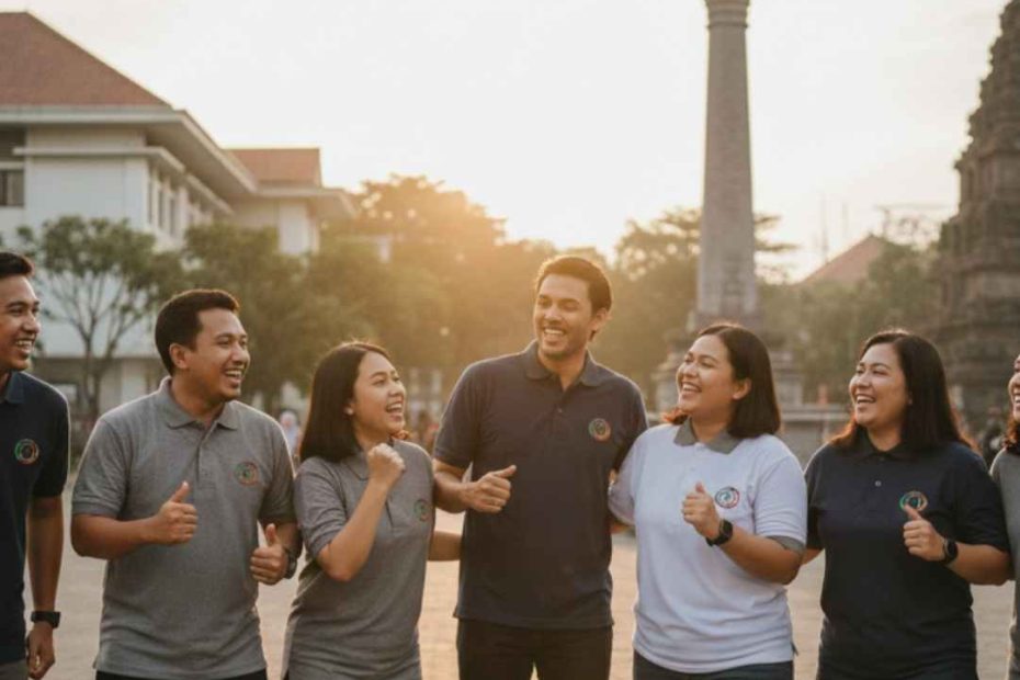 Koleksi kaos polo custom dari Suffix Konveksi Jogja menampilkan model polo klasik, raglan, dan kombinasi warna untuk seragam kampus serta instansi.