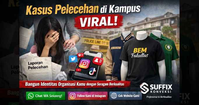 Kasus pelecehan di kampus viral dan pentingnya membangun identitas organisasi mahasiswa dengan seragam berkualitas dari Suffix Konveksi